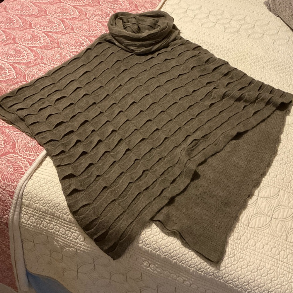 Elegant Olive/Brown Women's Poncho Sweater